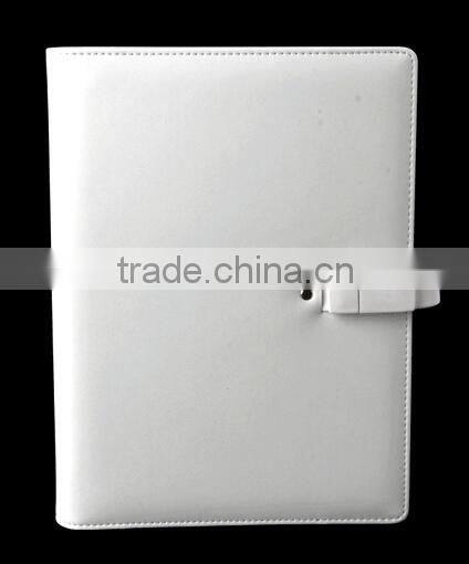 White PU spiral usb diary notebook USB notebooks with 8G