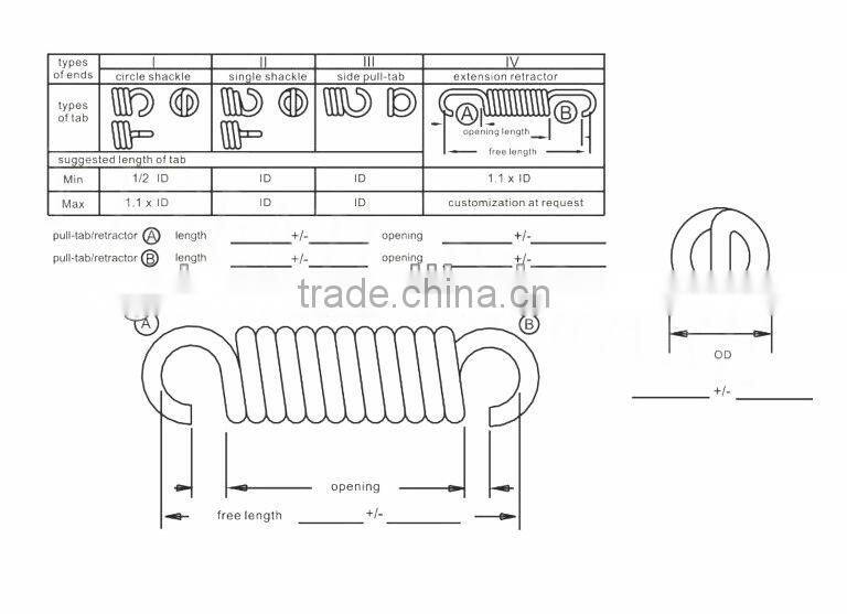 Customized stainless steel/high carbon steel pull spring,recliner springs,recliner chair springs