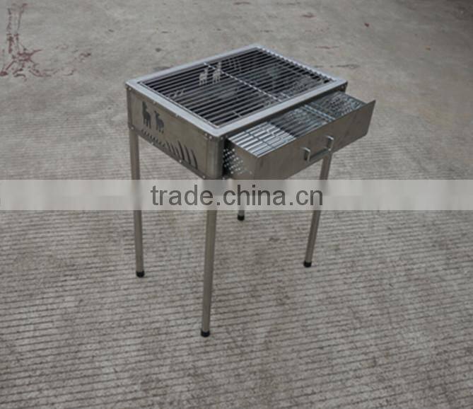 Hot sell drawer type bbq grill ,0.8MM stainless steel mini folding charcoal barbecue grill.