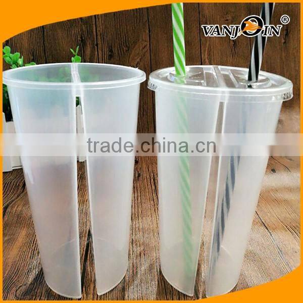 China Supplier Disposable PP Translucent Split Coffee Cups 700ml