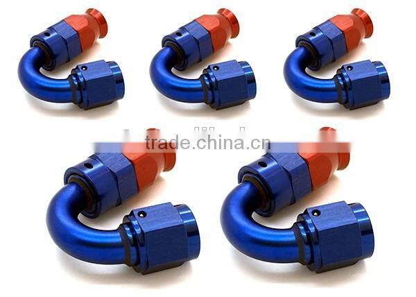 Red and blue aluminum 6an 150 degree hose ends Gas Line An6 PTFE Fitting