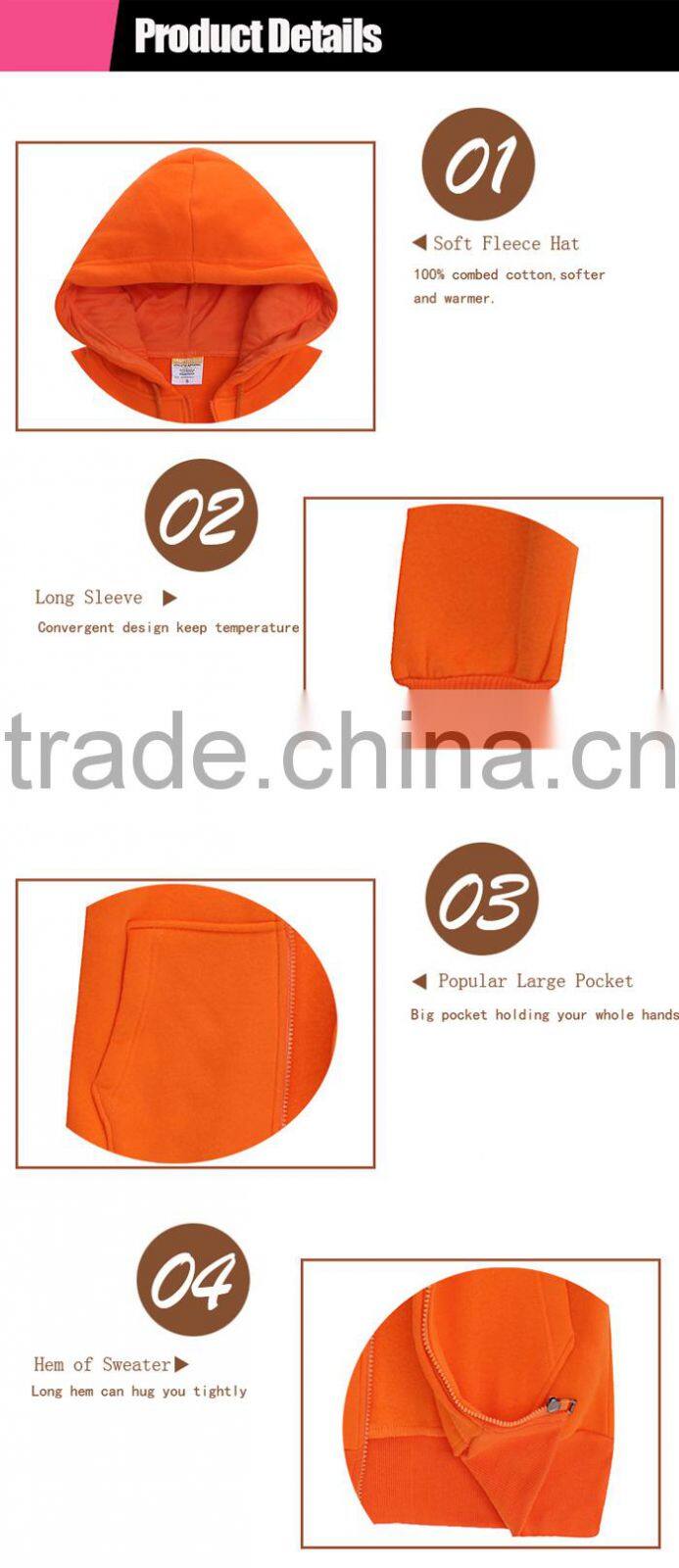 2015 sublimation 100% combed cotton plain black zipper hoodie for sale