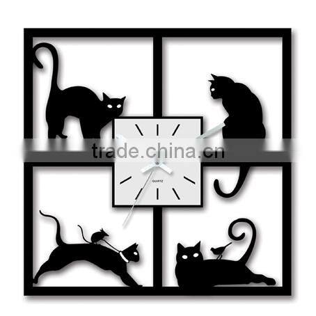 2015 newest home decor clock novelty wall clock cat desgin wall clock wall clock for promotion