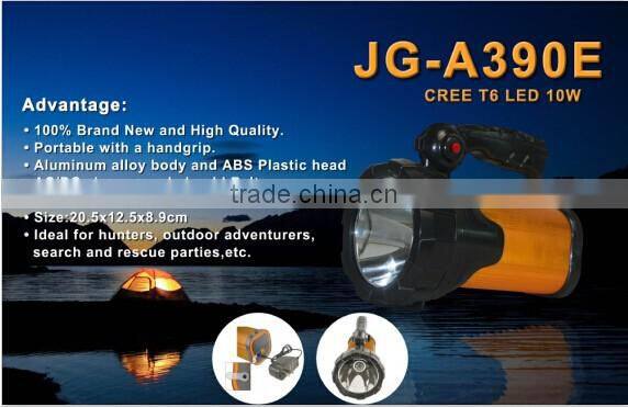 Jianguang10 watt cree flashlight high beam search lights rechargeable rescue search light 5JG-A390E