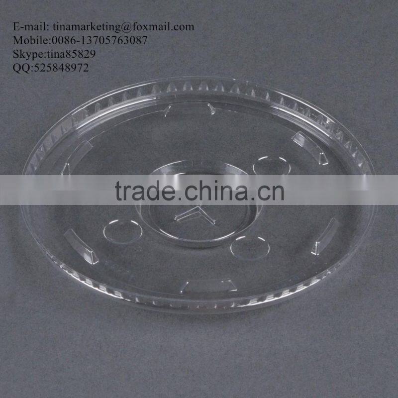 Custom Disposable Clear Plastic Cold Drink Cup Lid with Straw Slot for 16,20 and 24oz Cup