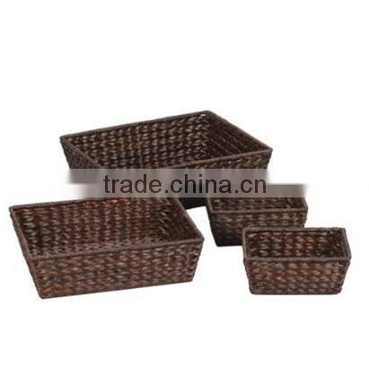 Walnut finish rattan laundry basket wholesale