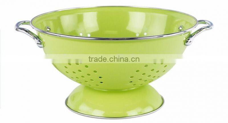 Hot Sale Green Powder Coated Kitchen Food Metal Colander