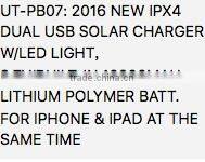 DUAL USB SOLAR CHARGER W/LED LIGHT,