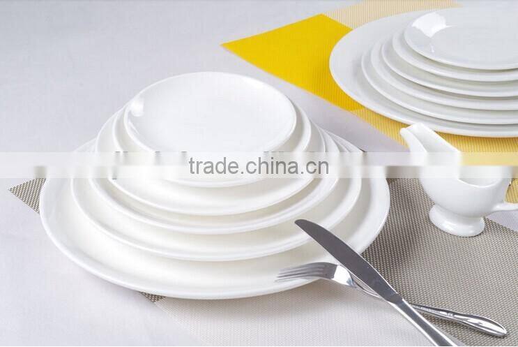 Dinnerware round white hotel porcelain plate, personalized porcelain plates, white porcelain soup plate for wedding