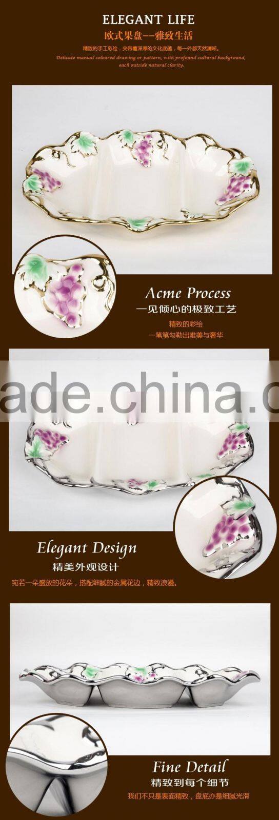 2016 ceramic grids plate golden ,ceramic plate,cheapest wholesale dishes