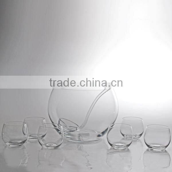 2015 fashion clear glass punch bowl/7pc set punch bowl set/punch bowl with cup
