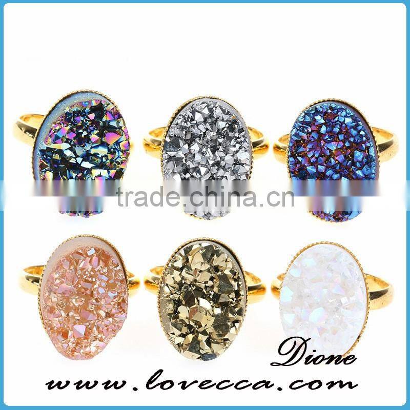 China factory direct wholesale druzy rings amethyst jewelry
