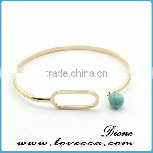 turquoise fashion white and green color alloy cuff wire bangle