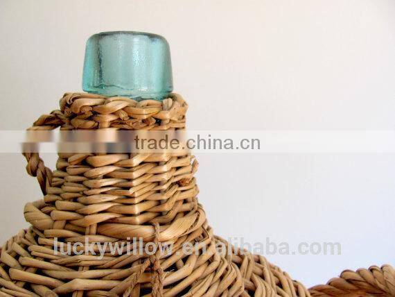 Vintage French wicker demijohn