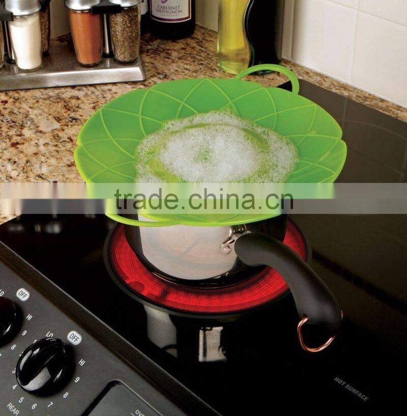 Hotsale FDA grade silicone pot cover spill stopper lid silicone pot cover lid with handle