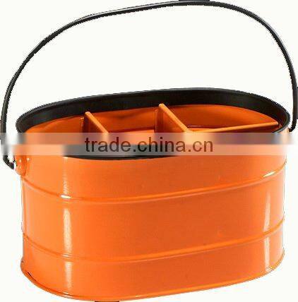 6 slots Metal Kitchen Utensil Holder Cooking Tool Storage Box Flatware Caddy with Grip Handle