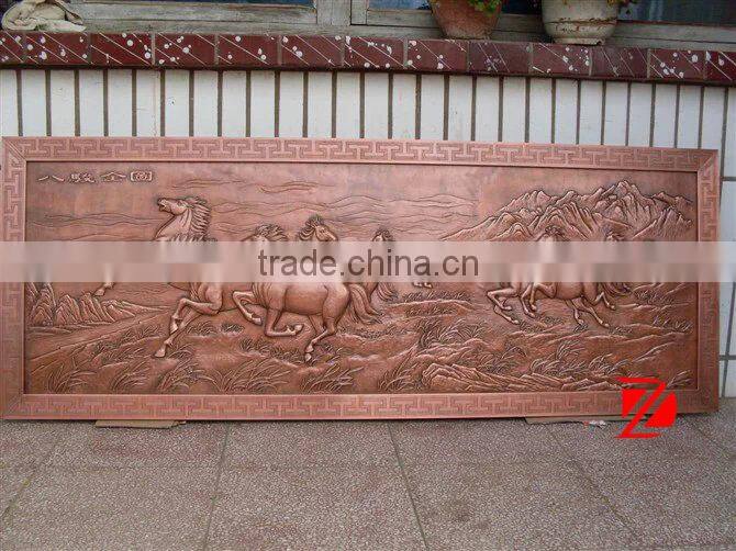 bronze horse wall relief sculpture