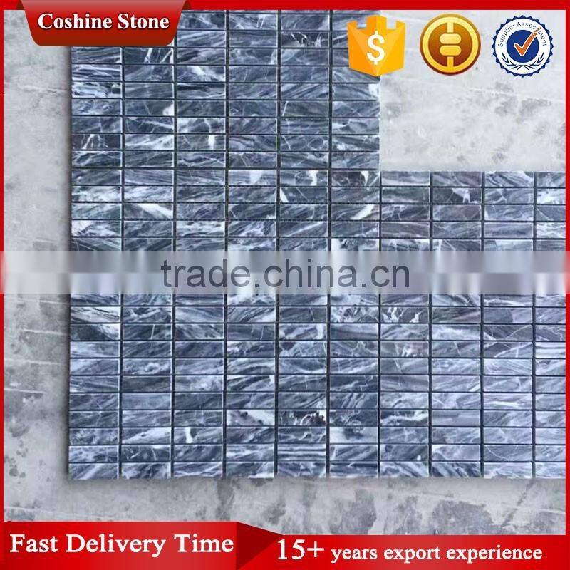 Popular polished oblong shape carrara dark grey marble mosaic tiles