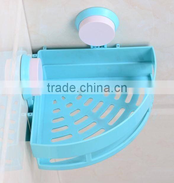 Vacuum suction cup bathroom and kitchen plastic triangle shelf/holder