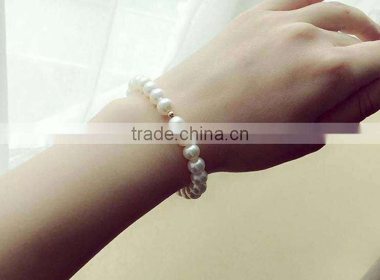 hottest 8-9mm white round freshwater pearl love bracelet