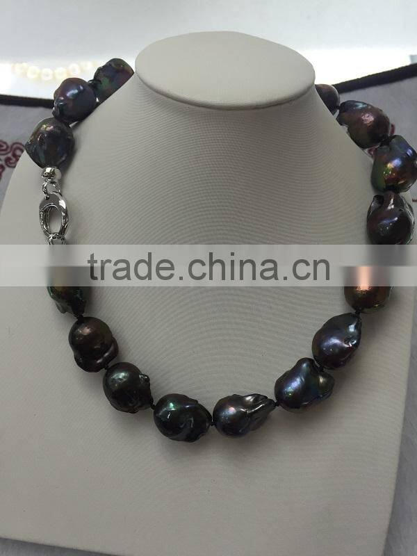 18-19 mm black baroque freshwater pearl necklace