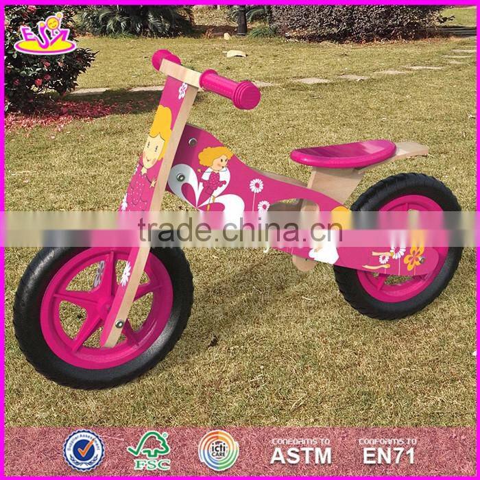 2017 New design original work wooden girls balance bike for toddlers W16C173
