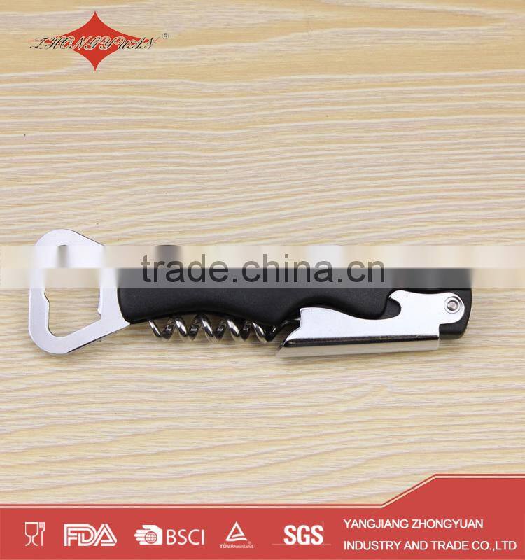 Plastic corkscrew beer wine opener with 4 in 1