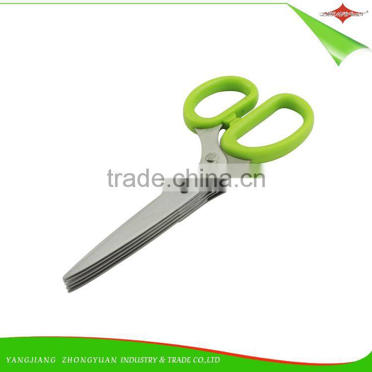 ZY-J8005 Curve 5 Blades Herb Kitchen Scissors Made of Stainless Steel vegetables cutting scissors