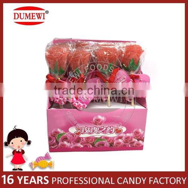 Handmade Rose Shape Jelly Soft Lollipop Candy