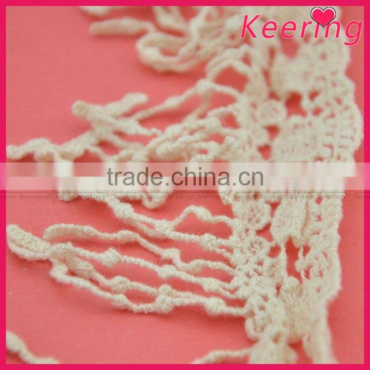 Keering supply fashion natural cotton fringe trim wholesale WLC-325