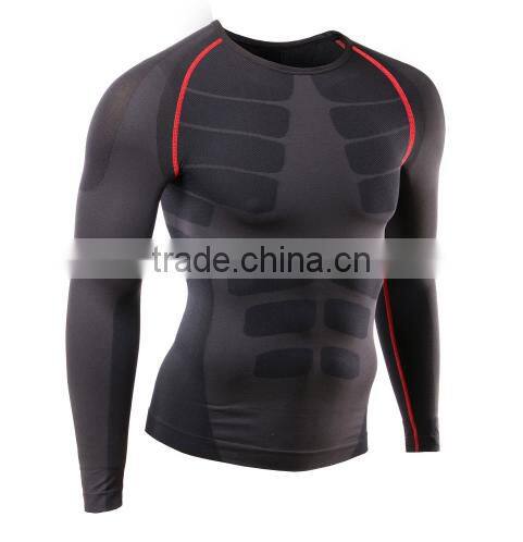 2016 Men Running Cycling Tight Sportswear Long Sleeve Breathable Quick-Dry Basketball Jersey Compression Shirt