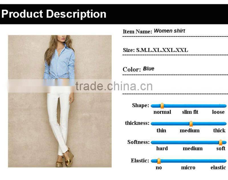 Office lady shirt formal long sleeve stripe women shirt 2016