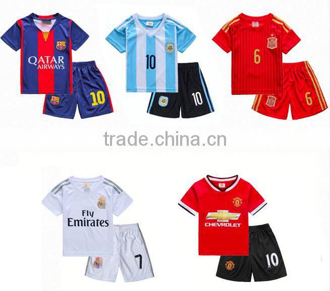 OEM Sublimated quick dry club team kids football single jersey sets 100% polyester soccer team jersey uniforms