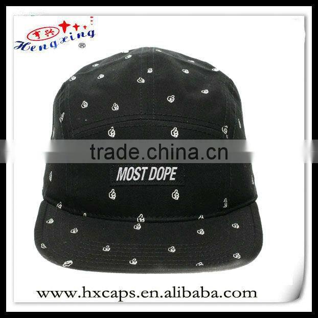 Fashion all over printed adjustable 5 panel hat sewing pattern