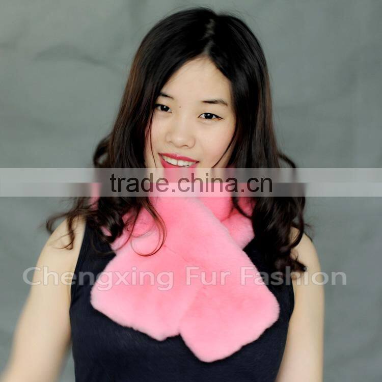 CX-S-56B Newest Products For 2016 Girls Pink Real Rex Rabbit Fur Scarf