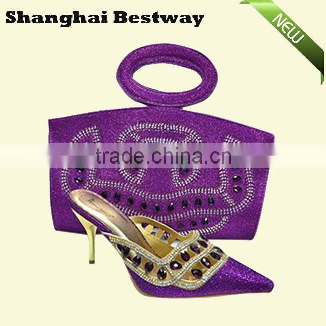 Hot selling high quality fashion party italian women shoes and bag set in dress shoes