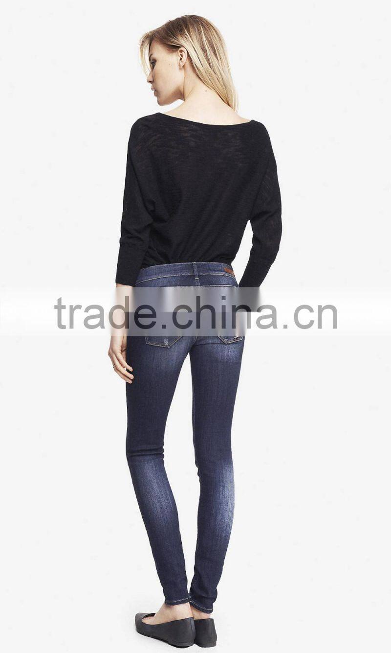 Wholesale ladies tight jeans top design