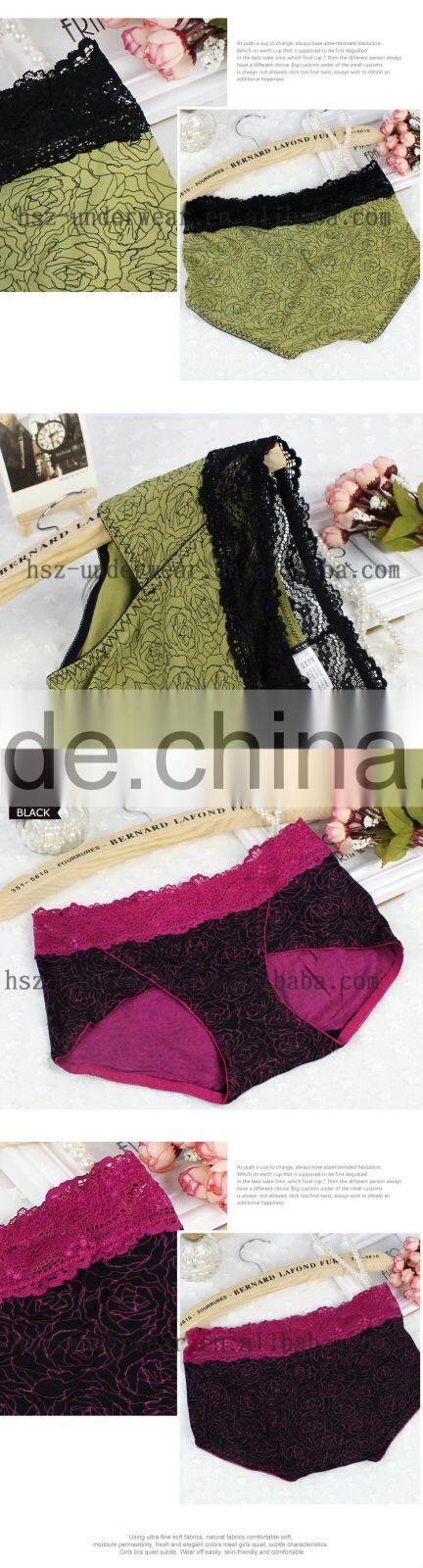 Fashion wholesale romatic rose printing briefs sexy mature women panties high quality underwear women sexy lace mature panties