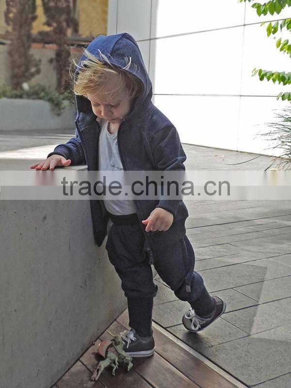 wholesale children's boutique clothing high quality children clothes custom baby boy blue zipped hoodies