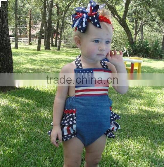 2017 Newborn Baby Girls Rompers Toddlers Kids 4th Of July Clothing American Style Bloomers