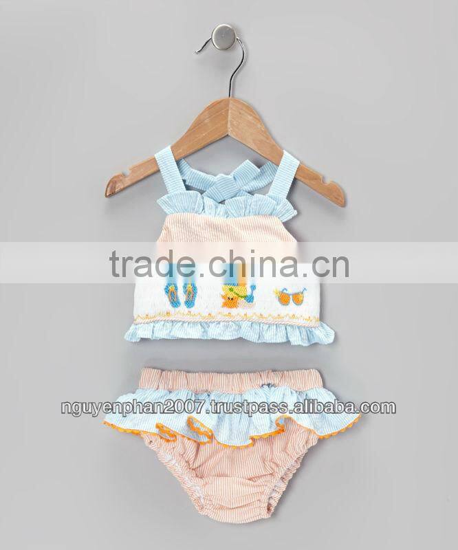 Wholesale Holidays smocked bikini for baby girls Summer 2014
