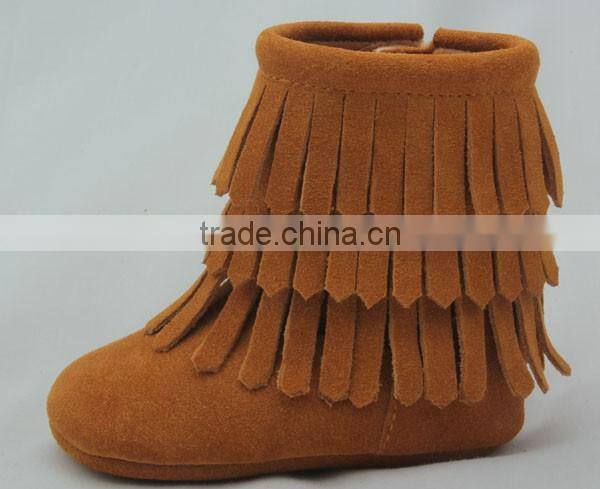 Three layers handmade lovely soft sole moccasins baby boots