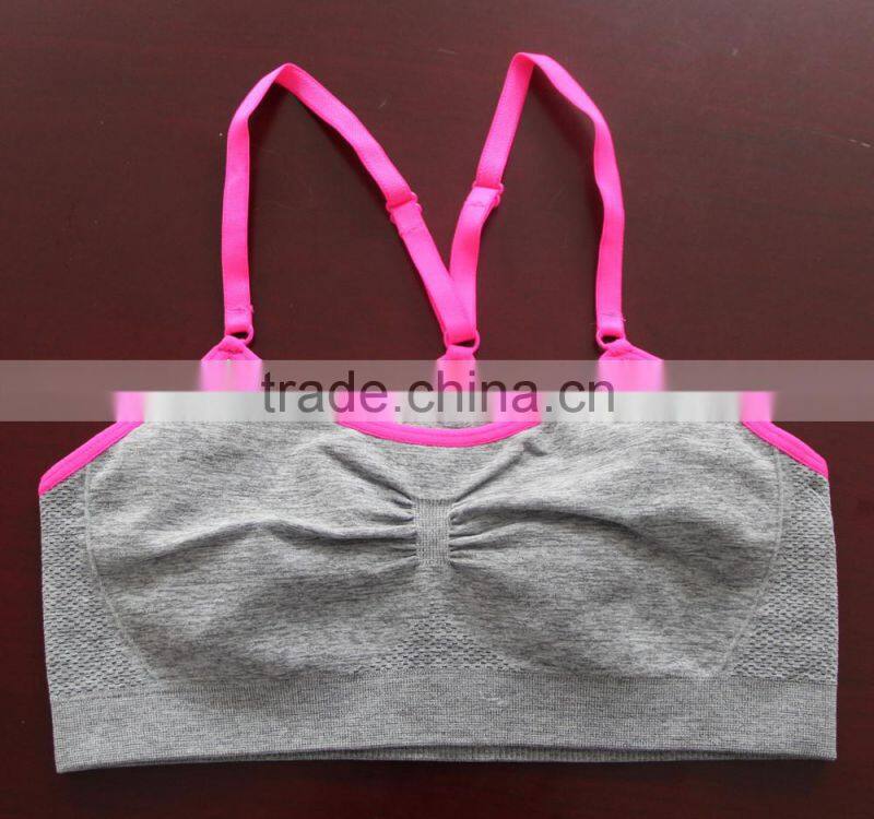 seamless grey melange double layer sexy sports bra