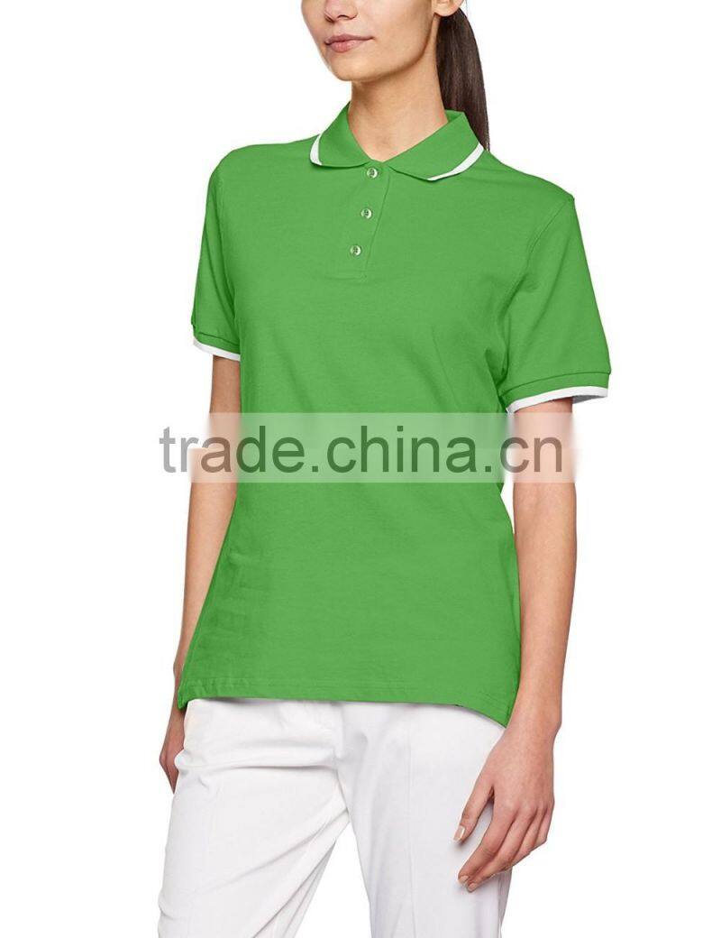 Women's Green,Yellow,Red Tipping Polo golf tee Shirt