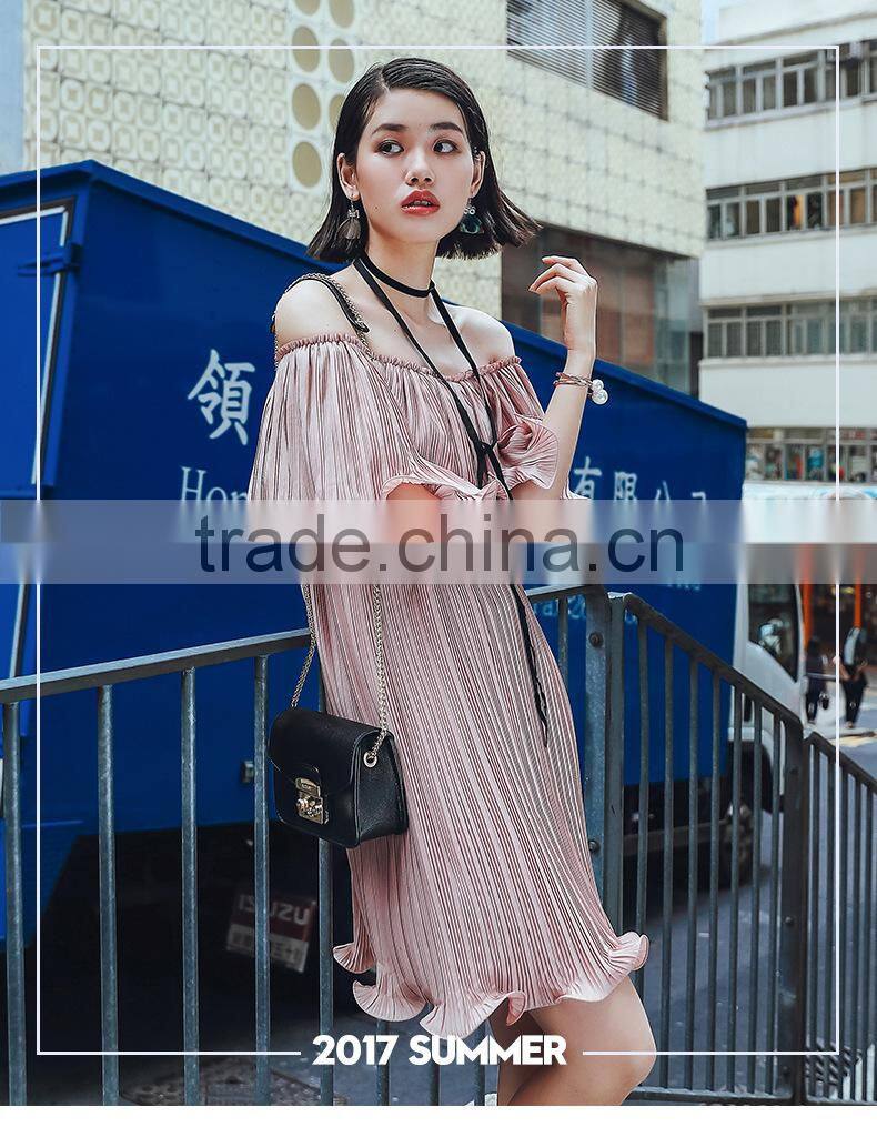 Dresses 2017 summer style sweet one off shoulder pleated elegant wedding favors chiffon dress