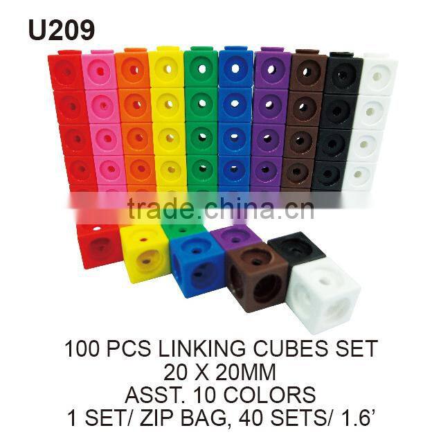 Plastic 100pc puzzle linking cubes set educational toys for kids