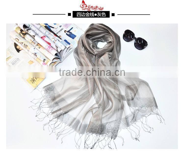 2017 Latest Fashion Organza scarves two layer silk scarf best selling for ladies silk scarf hijab caps