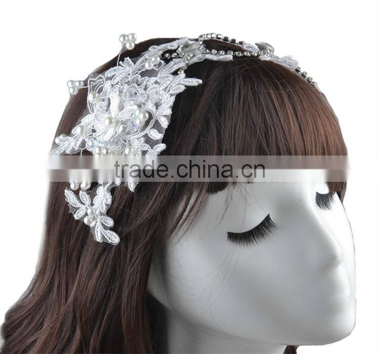 Lace Flowers pearls Rhinestones Hair Accessories Bridal Wedding Jewelry