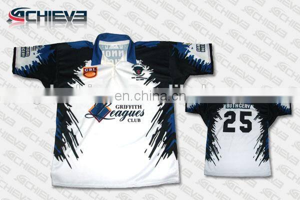 Sublimation England Black&white striped rugby top rugby union jerseys