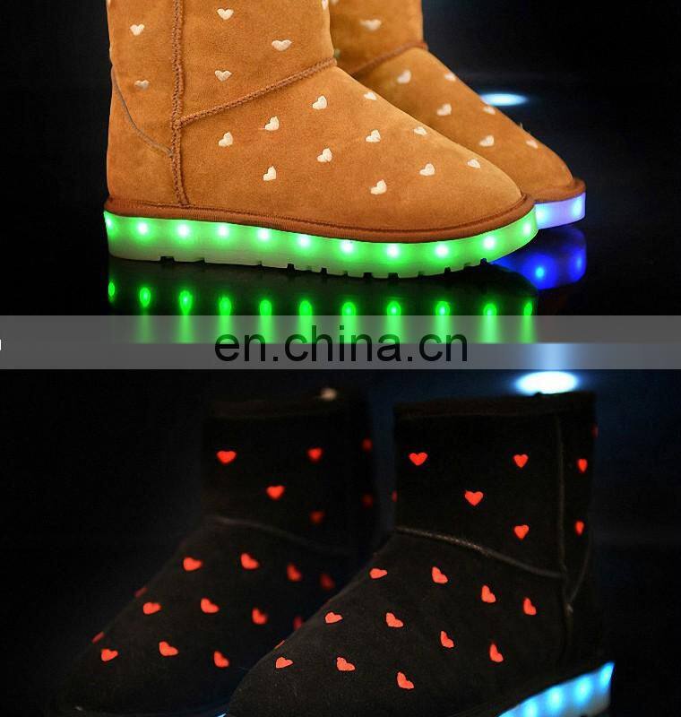 Wholesale cool light up winter snow boots ladies fashion led shoes woman